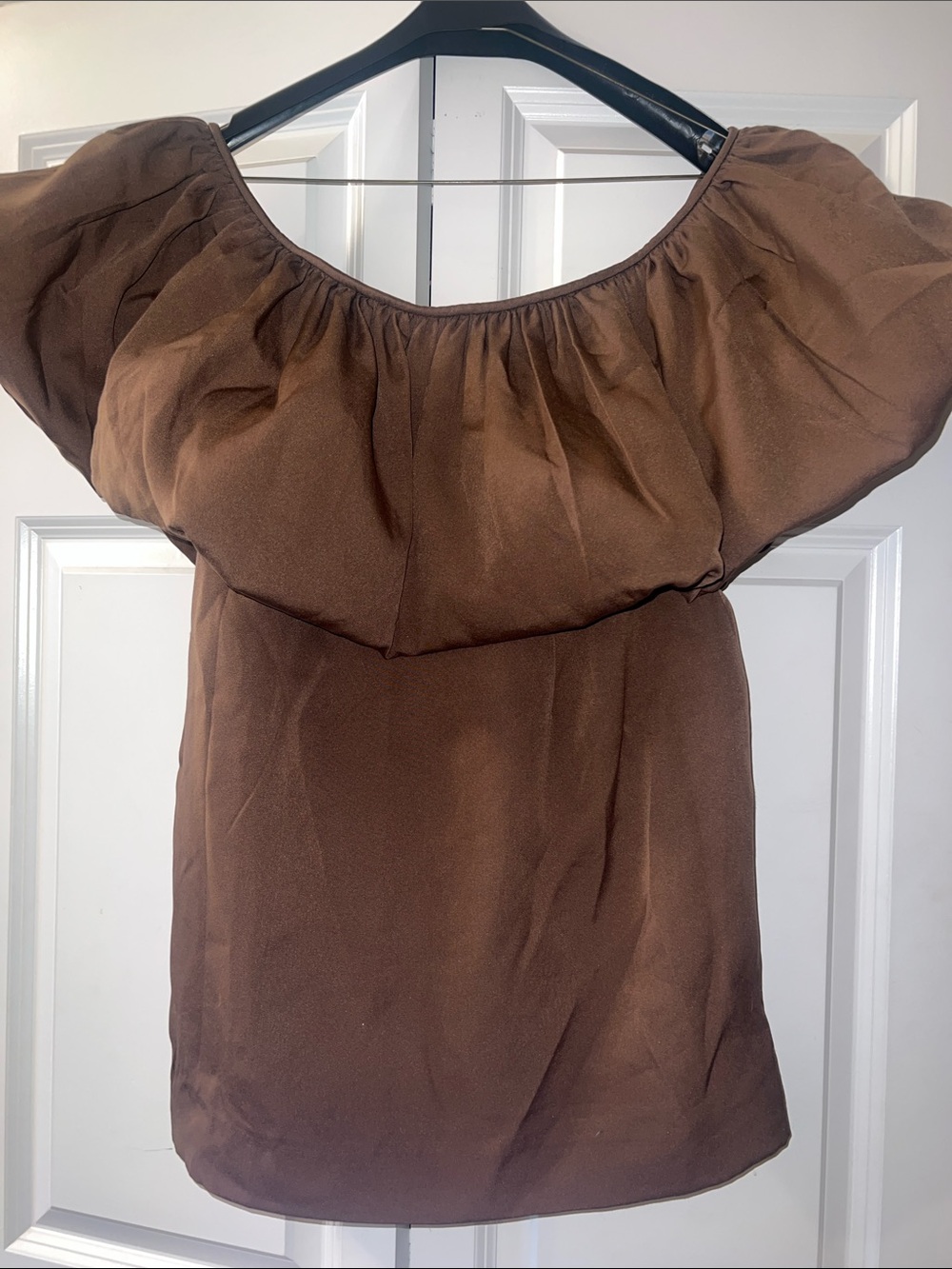 Anthropologie Nikita Mhaisalkar Brown Off-Shoulder Peasant Blouse